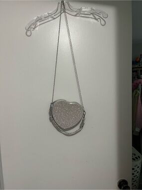 Versona Silver Glitter Heart Crossbody